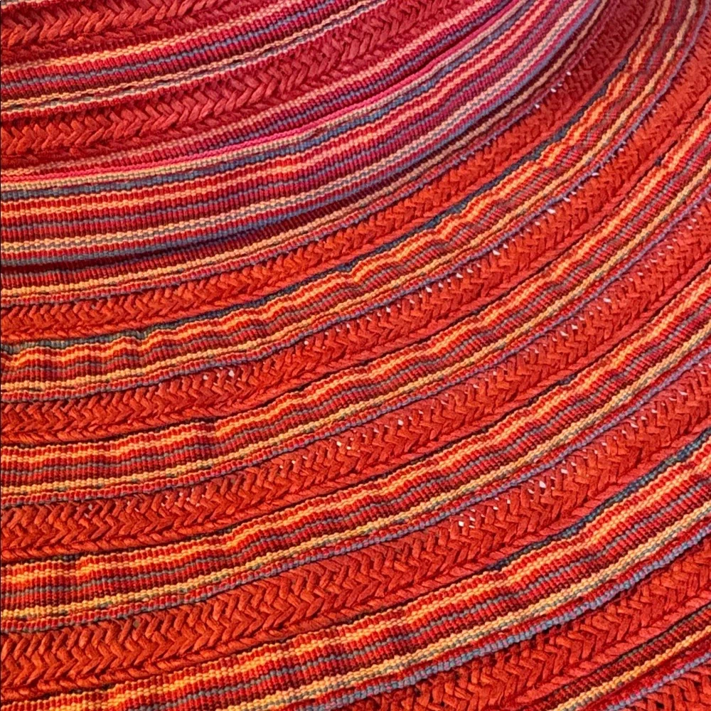 Cappelli Straworld, Inc. Striped Red Wide Brim Hat With Bow OS